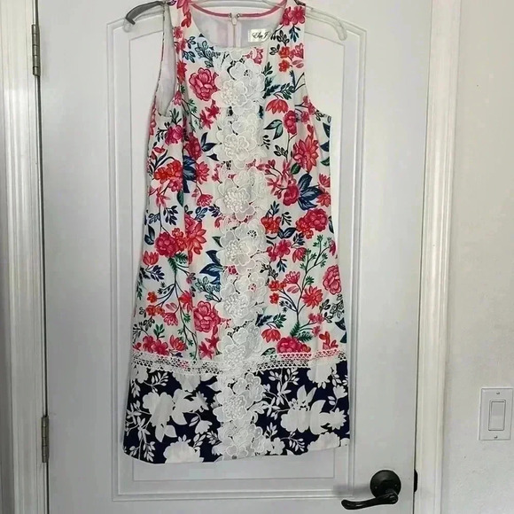 Eliza J Floral Lace Spring Shift Dress Sz 6 - Picture 3 of 10